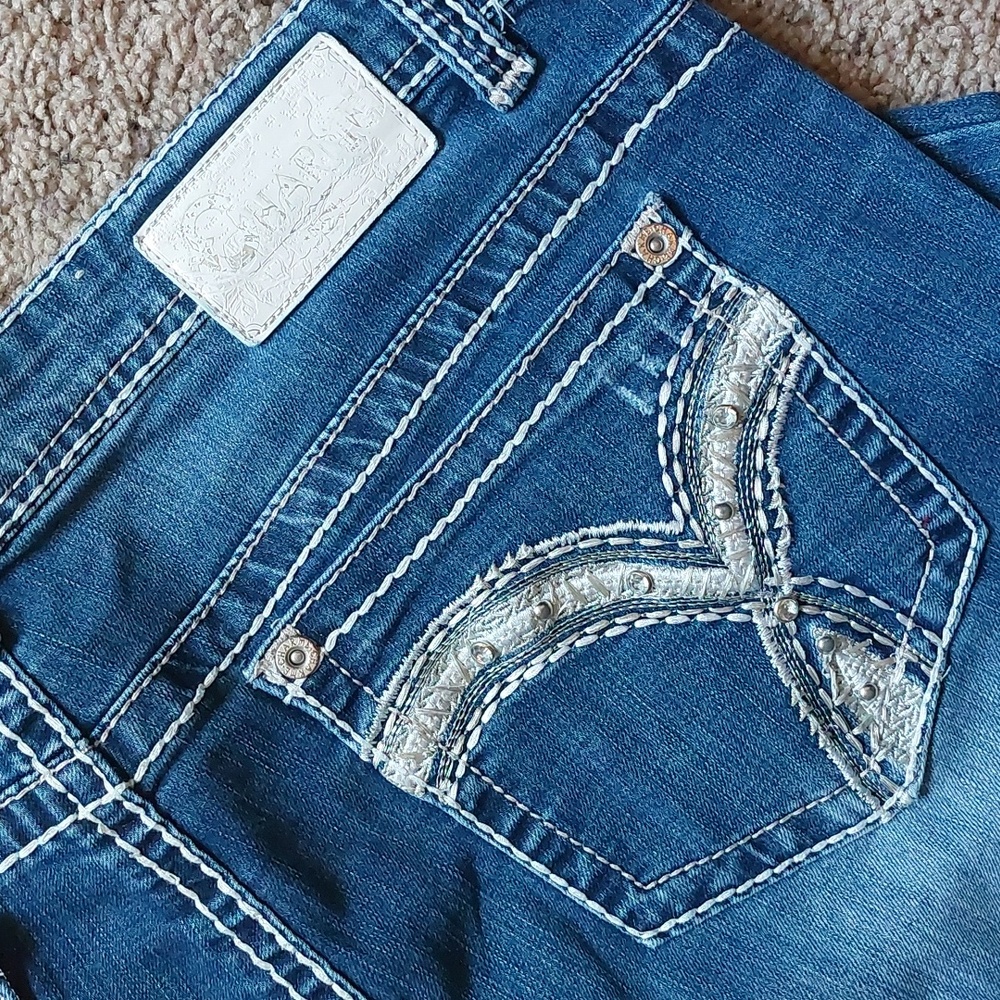 Charme Women’s Bootcut Jeans Size 18 Dark Wash Embellished Pockets - Picture 4 of 7